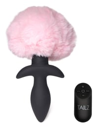 Image 1 of Waggerz Moving and Vibrating Bunny Tail Anal Plug - Pink