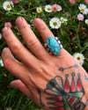 WL&A Handmade Heavy Ingot Six Point Gem Grade Montezuma Royston Ring - Size 9.5