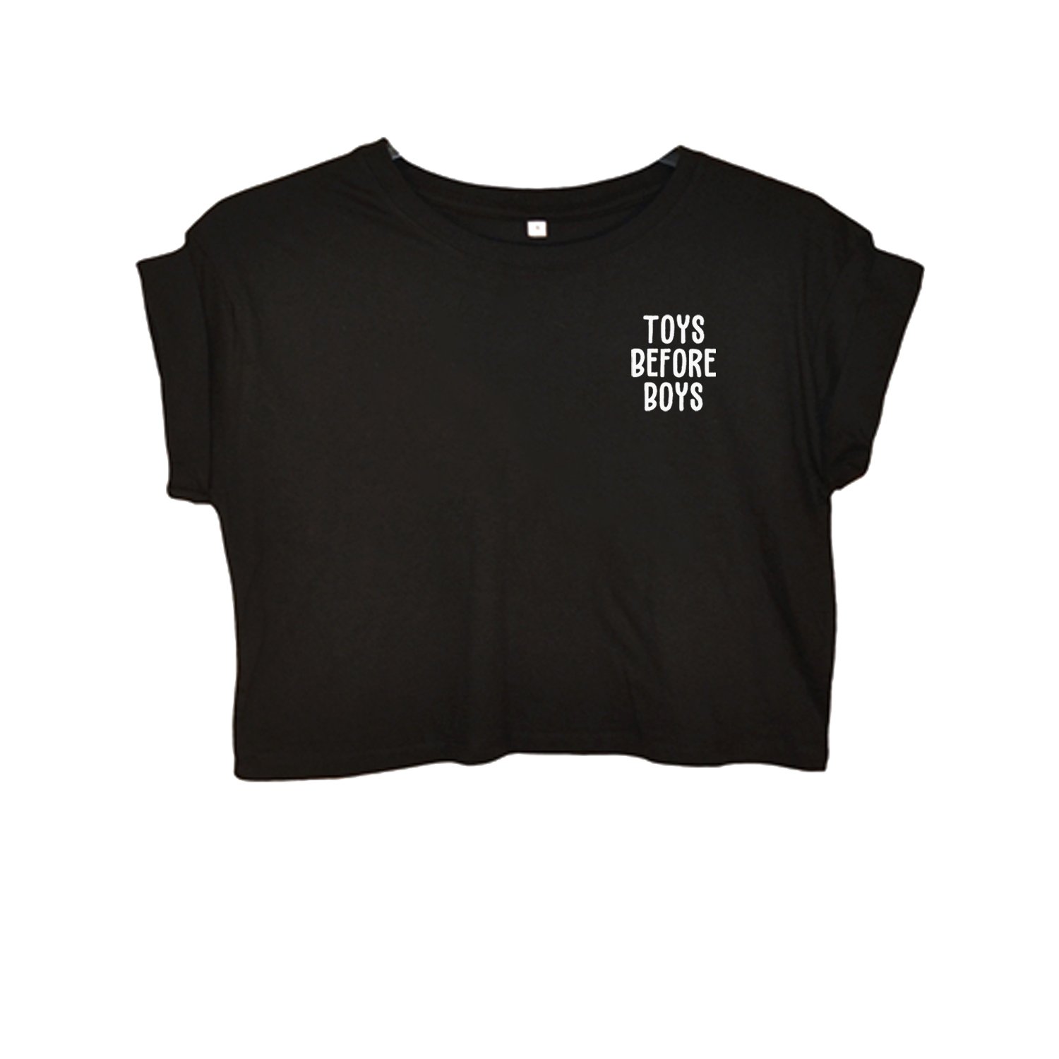 Image of "TOYS BEFORE BOYS" | Crop Top | schwarz | feminism | sexpositive | fuck the system | organic | fair