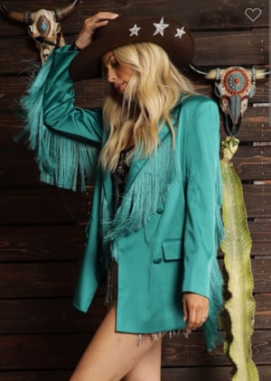 Image of Becky Fringe Satin Jacket 