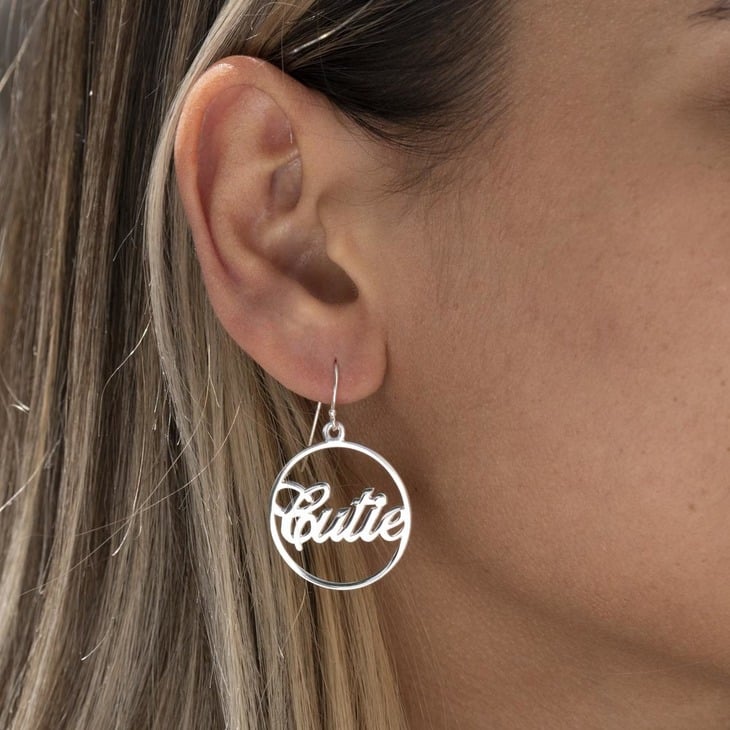 Image of Gold Name Hoop Earrings