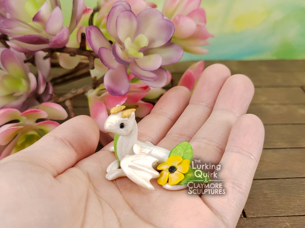 Mini White Dragon With Yellow Flower