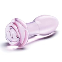 Image 1 of 5 Inch Rosebud Glass Butt Plug - Pink