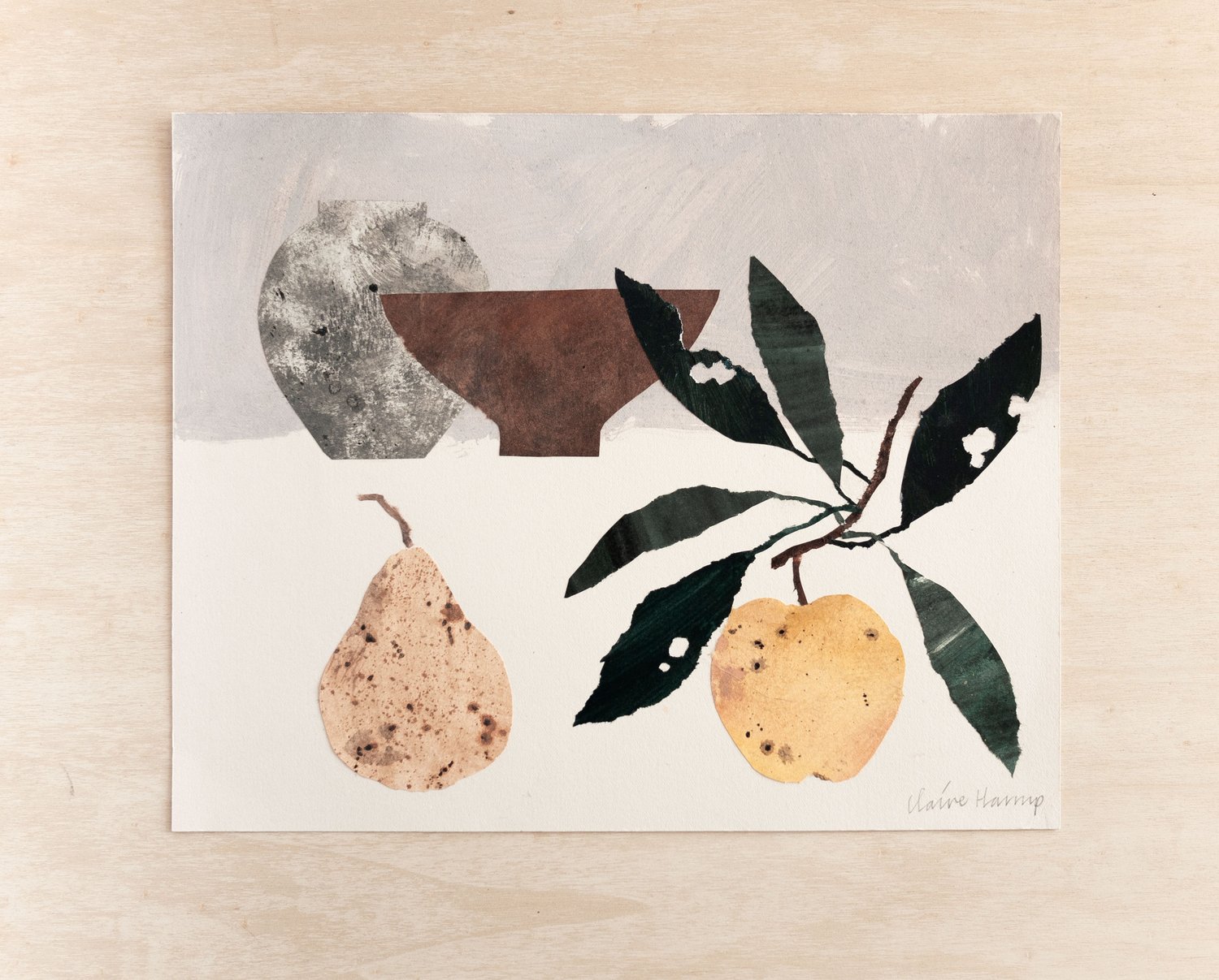 Still Life with Apple and Pear - An Original Collage