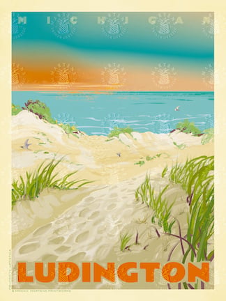 Original Ludington Michigan Hand Drawn And Signed Art Print