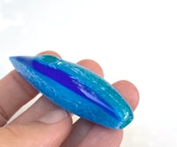 Image 2 of Art Glass Bead: A Hollow Blue Spike to Adorn You and to Sharpen Your Attitude. Ready to Ship.