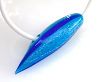 Image 3 of Art Glass Bead: A Hollow Blue Spike to Adorn You and to Sharpen Your Attitude. Ready to Ship.