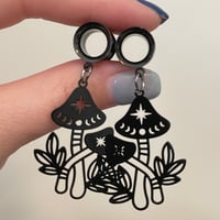 Black Mushroom Tunnel Dangles (sizes 4g-2")