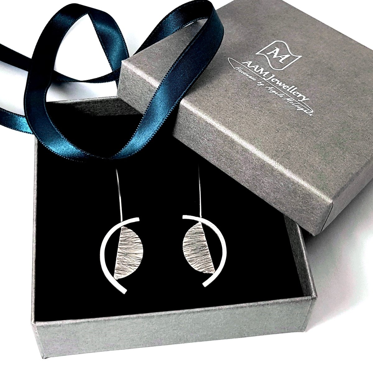 Image of Contemporary Sterling Silver Earrings, Handmade Geometrical Earrings, Recycled Silver