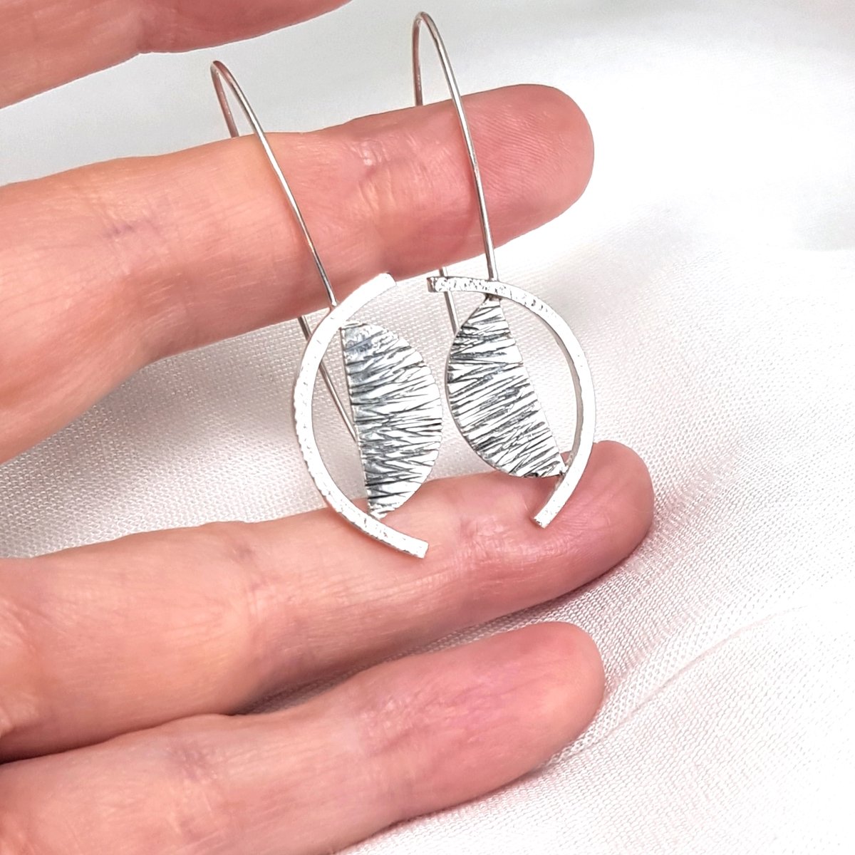 Image of Contemporary Sterling Silver Earrings, Handmade Geometrical Earrings, Recycled Silver