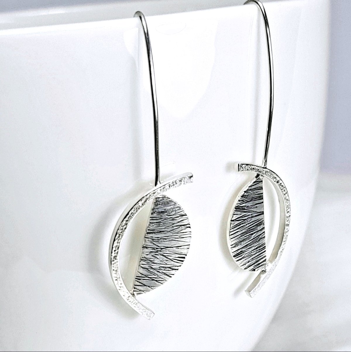 Image of Contemporary Sterling Silver Earrings, Handmade Geometrical Earrings, Recycled Silver