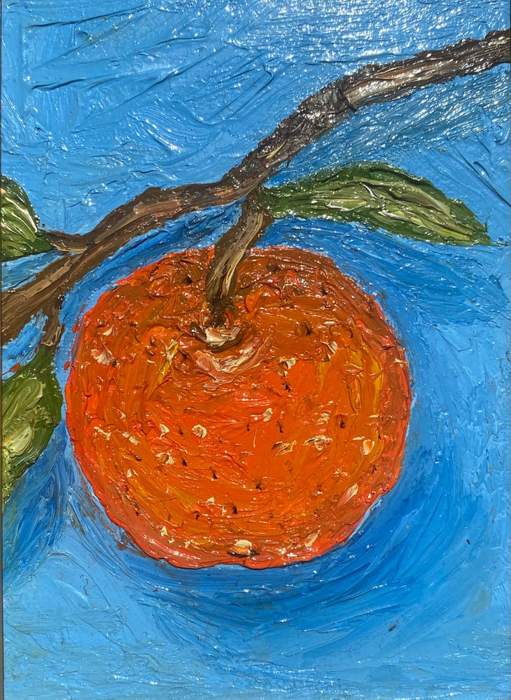 Image of 'Orange Blossom' on framed canvas