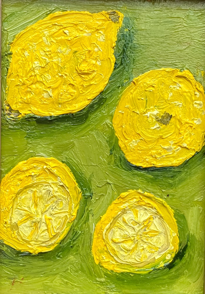 Image of 'Meyer lemons' on framed canvas