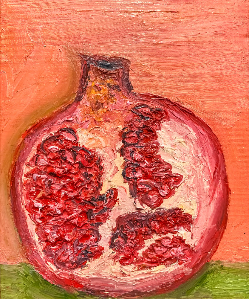 Image of 'Pomegranate perfection' on framed canvas