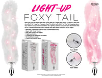 Image 1 of Foxy Tail - Light Up Faux Fur Butt Plug - Pink Plug - Pink - White Plug-White