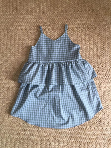 Image of Party Dress - Ocean Gingham 7/8 years
