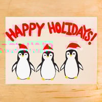 Holiday Penguins Greeting Card