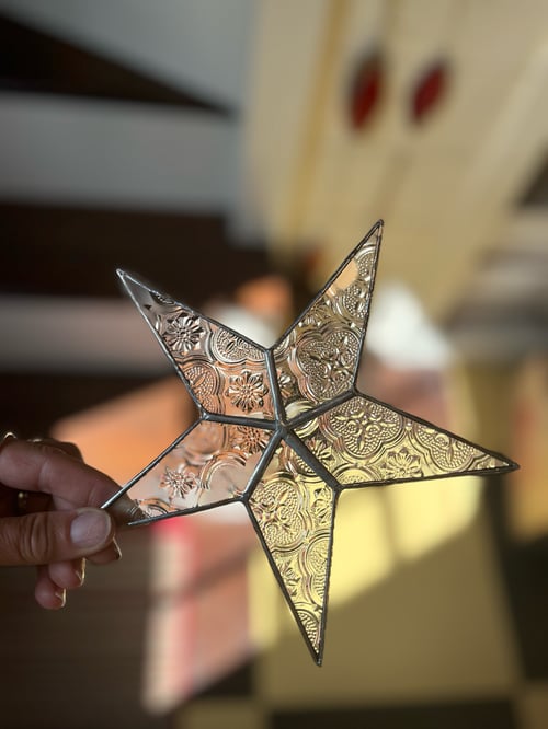 Image of Clear Vintage Star- stained glass