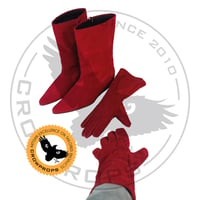 Image 2 of Royal Guard Red Suede Combo (Booties and Gloves)