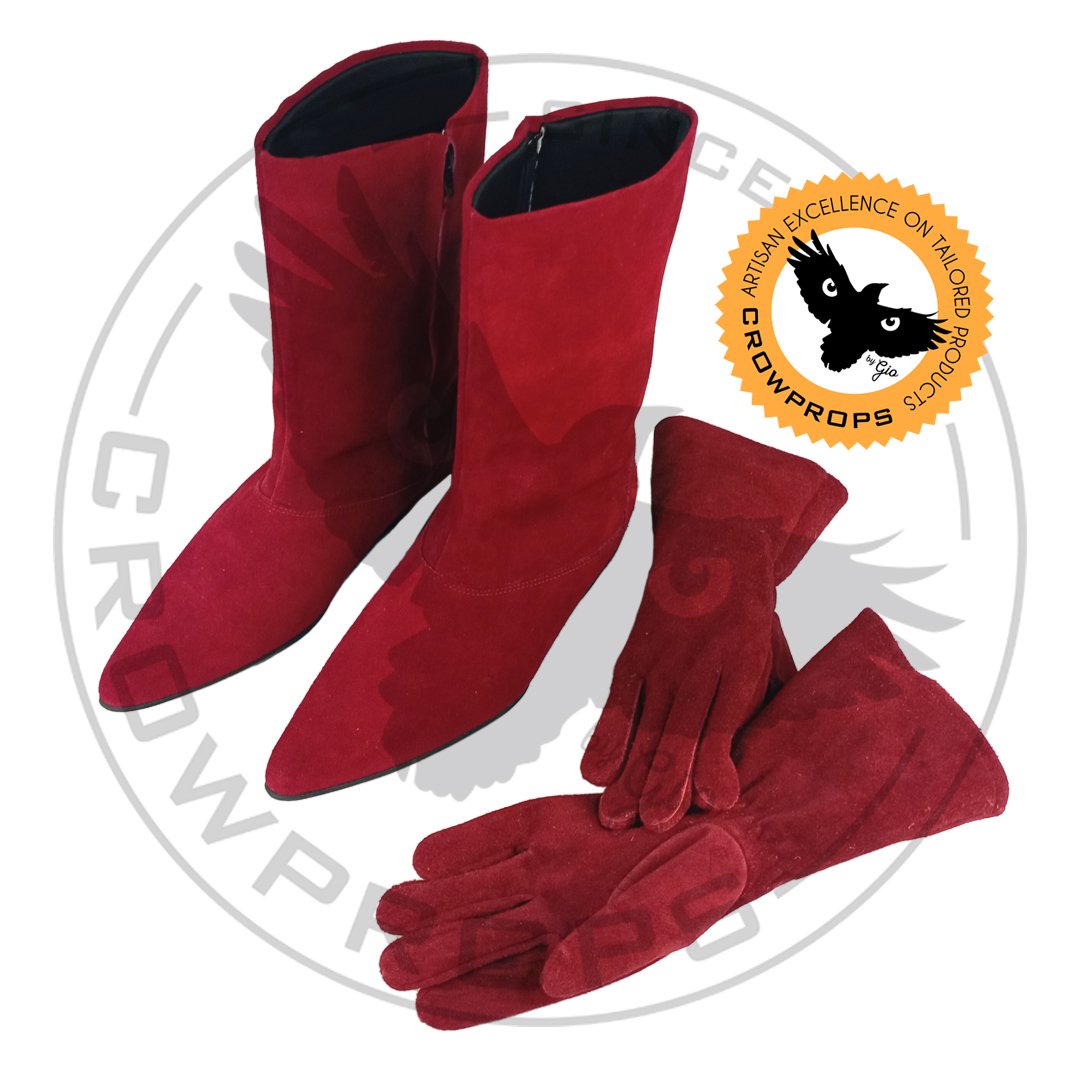 Royal Guard Red Suede Combo (Booties and Gloves) | CROWPROPS