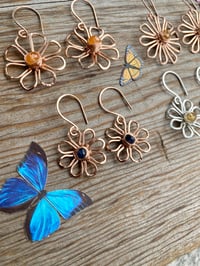Image 5 of 14KT Rose Gold fill Sapphire Bloom Earrings