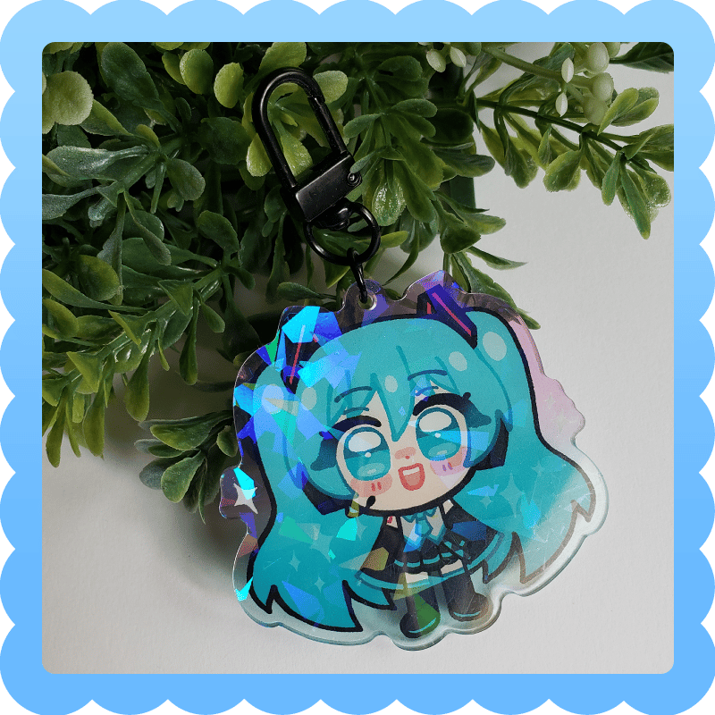 Image of hatsune miku ❄️ holographic acrylic charm