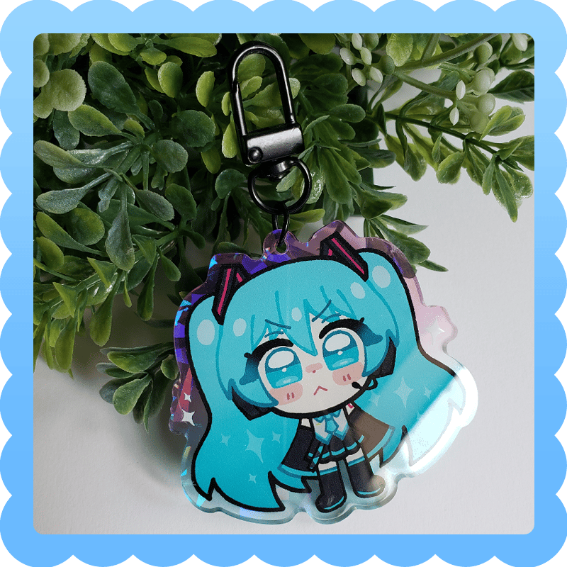 Image of hatsune miku ❄️ holographic acrylic charm