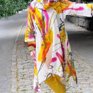 Image of Iris Dress - European Handkerchief Linen - Hand painted Sunshine Design