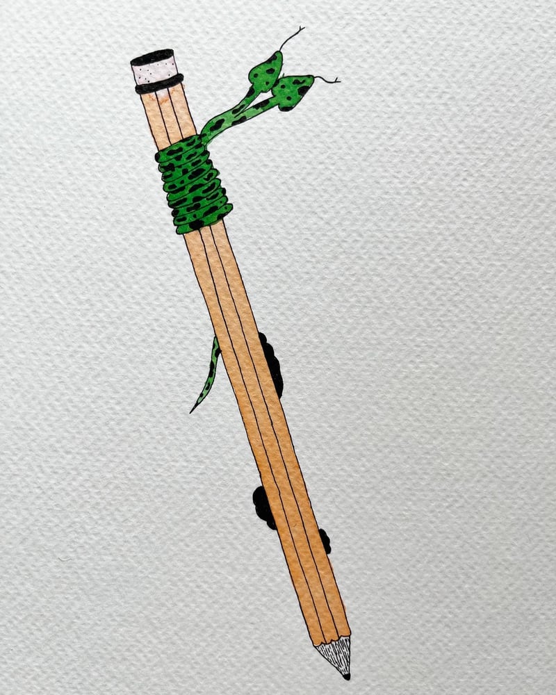 Image of Pencil With Two-Headed Snake