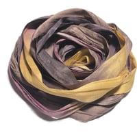 Image 4 of 10YD.  GHOST STORY  HAND DYED SARI SILK RIBBON/HAND DYED SILK RIBBON