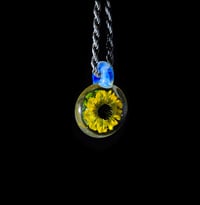 Image 1 of Sunflower pendant with dichroic spider web image on the back 