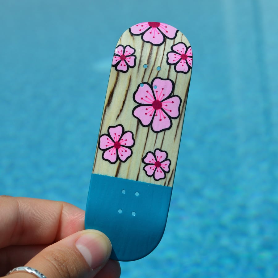 Image of 32mm Hand Painted Cherry Blossom Half Dip Deck #1