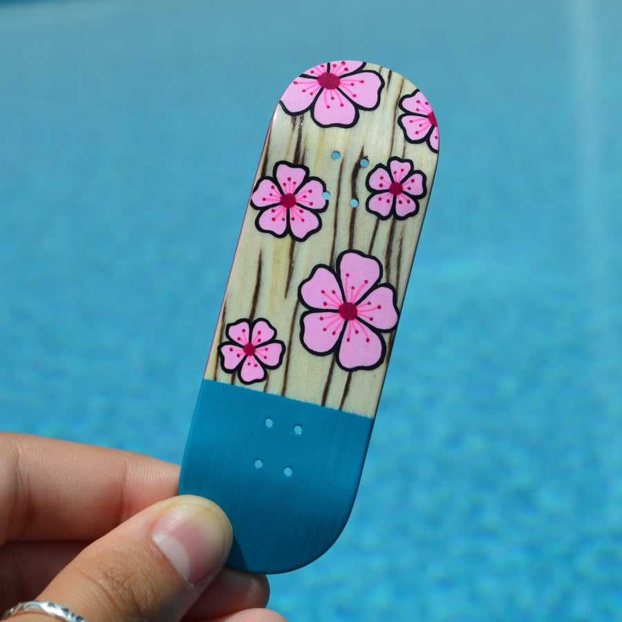 Image of 32mm Hand Painted Cherry Blossom Half Dip Deck #3