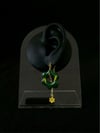 Green Flower Drop Earrings