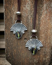 Image 4 of WL&A Handmade Black Jack Mountain Spirit Pendant - Deer Leather + Mercury Silver Dime Bead