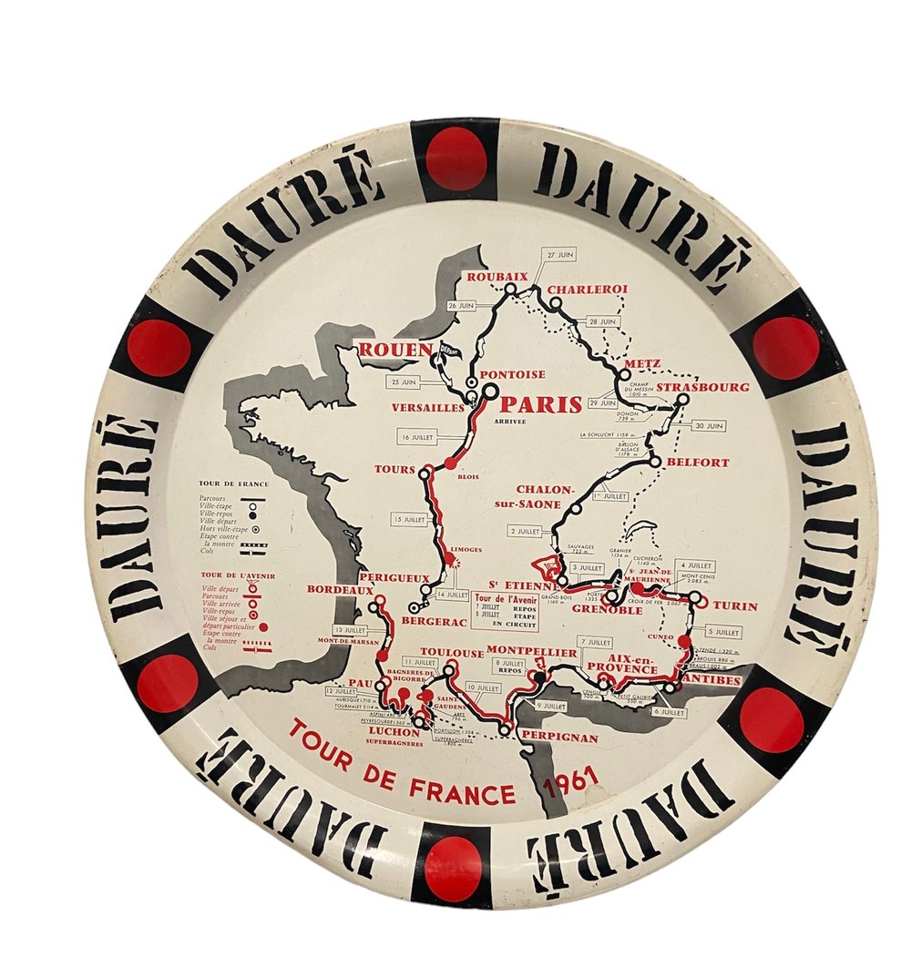 Vintage advertising serving tray made by Dauré aperitif for the Tour de France 1961