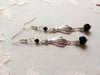 Victorian Hand Earrings, Jet Black & Silver, Pierced or Clip On