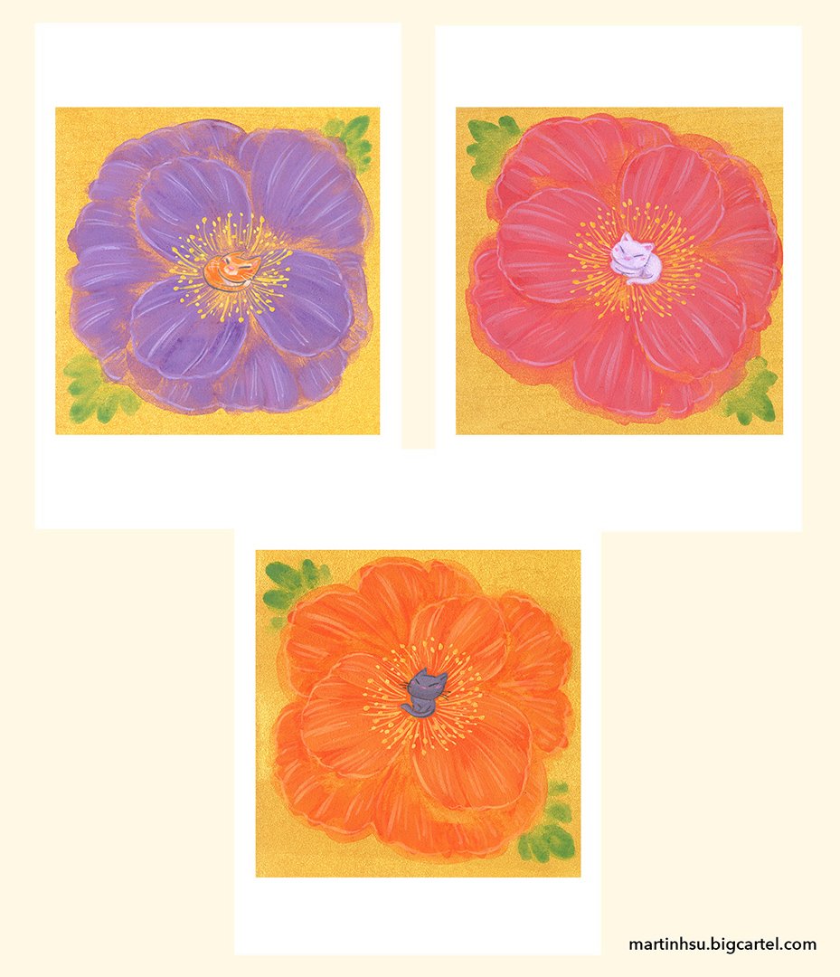 Kittens and Poppies | 3-Pack 5 x 7" Prints | SDCC 2023