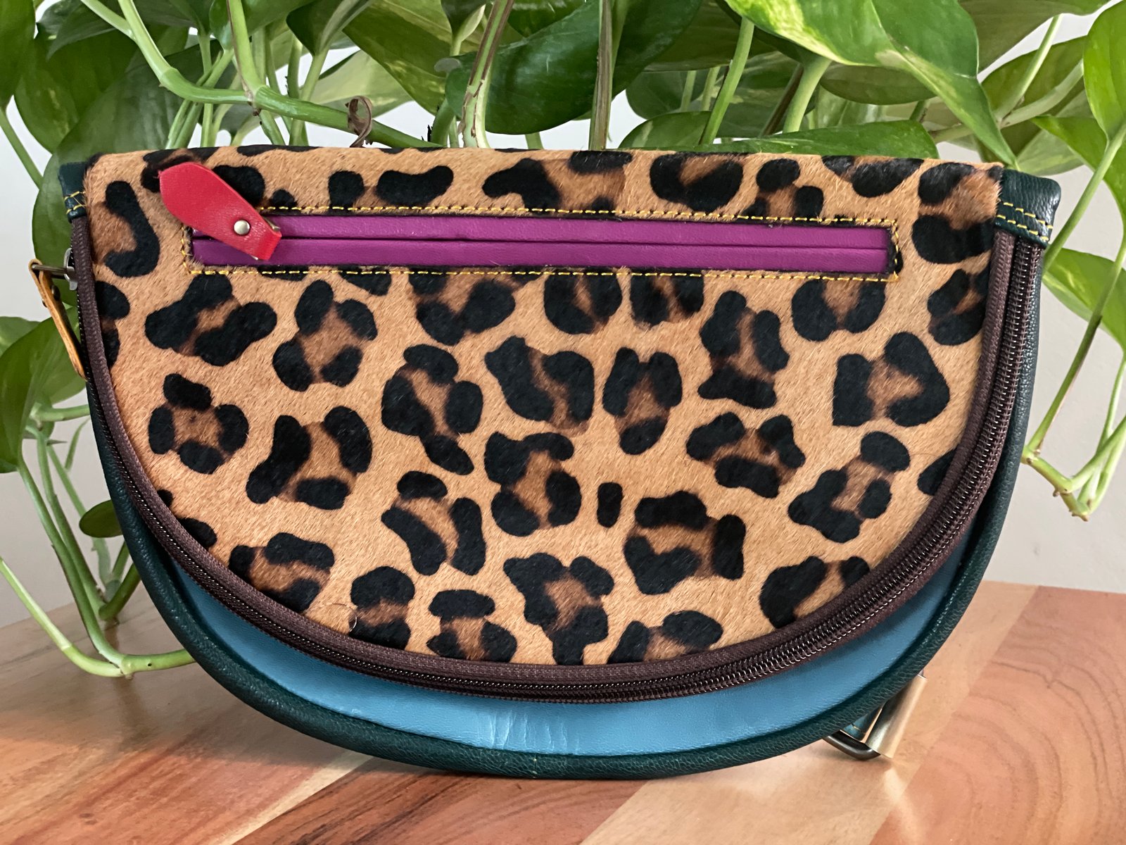 Purse Cheetah Cow Hair Leather Travel Bag Cross Body Shoulder Bag Messenger Animal  Print Black - Porteen Gear
