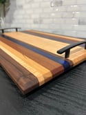 Blue Epoxy, Walnut, Curly Maple, Cherry, and Sapele Charcuterie/Serving Tray