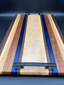 Blue Epoxy, Walnut, Curly Maple, Cherry, and Sapele Charcuterie/Serving Tray