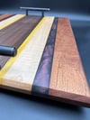 Black Cherry Epoxy, Walnut, Yellow Heart, Curly Maple, and Sapele Charcuterie/Serving Board