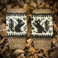 Image 1 of Handspun & Handknit Squirrel Mitts - Oak