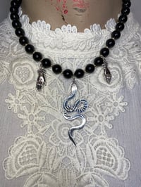 Image 1 of Witchy Snake and Hands Upcycled Choker Style Necklace by Ugly Shyla 