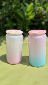Image 1 of 16oz Ombre Shimmer Glass can with Bling lid 
