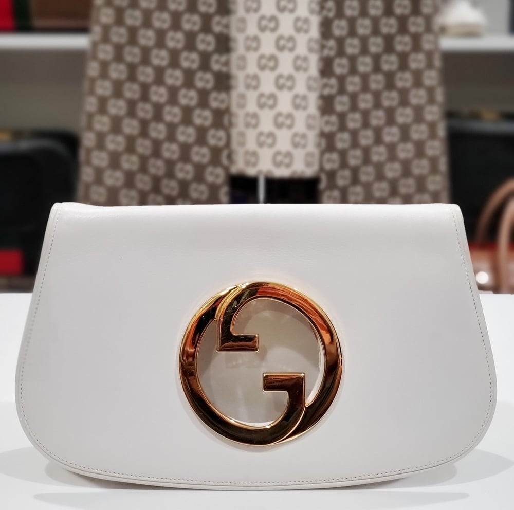 Image of Vtg Gucci White Blondie Clutch 