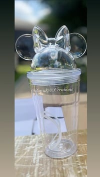 Image 3 of 16oz Double Wall Clear Tumbler Mickey or Minnie ears