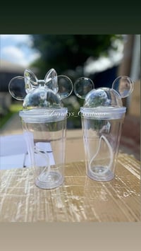 Image 1 of 16oz Double Wall Clear Tumbler Mickey or Minnie ears