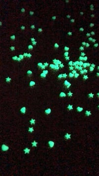 Image 2 of Glow in the Dark Heart and Stars Polymer Slices 10g