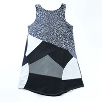 Image 3 of monochrome black and white patchwork adult M L medium large courtneycourtney tank shift dress